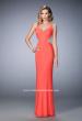 Picture of: Net Jersey Dress with Plunging Sheer Back and Rhinestones in Orange, Style: 21864, Detail Picture 1