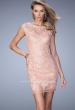 Picture of: Scoop Neck Lace Dress with Stones and Open Back in Pink, Style: 21872, Detail Picture 1
