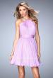 Picture of: Short Chiffon Gown with Gathering and Beaded Straps in Purple, Style: 21885, Main Picture