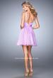Picture of: Short Chiffon Gown with Gathering and Beaded Straps in Purple, Style: 21885, Back Picture