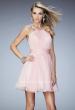 Picture of: Short Chiffon Gown with Gathering and Beaded Straps in Pink, Style: 21885, Detail Picture 1