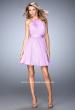 Picture of: Short Chiffon Gown with Gathering and Beaded Straps in Purple, Style: 21885, Detail Picture 2