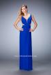 Picture of: Strappy Back Prom Dress with Cut Outs and Gathering in Blue, Style: 21889, Back Picture