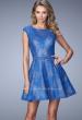 Picture of: Glam Lace Dress with Cap Sleeves and Beaded Belt in Blue, Style: 21949, Main Picture