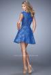 Picture of: Glam Lace Dress with Cap Sleeves and Beaded Belt in Blue, Style: 21949, Back Picture