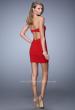 Picture of: Jersey Prom Dress with Ruched Skirt and Criss Cross Belt in Red, Style: 21951, Back Picture