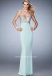 Picture of: Crystal Gem Encrusted Long Jersey Prom Gown in Blue, Style: 21968, Detail Picture 3