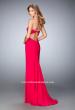 Picture of: Rhinestone Trim Prom Dress with Cut Outs and a Train in Pink, Style: 21973, Back Picture