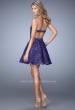 Picture of: Lace Halter Dress with thin Beaded Belt and Open Back in Purple, Style: 22011, Back Picture