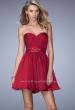 Picture of: Ruched Chiffon Gown with Sequin Belt and Open Back in Pink, Style: 22015, Main Picture