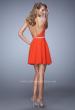 Picture of: Bold Jersey Short Dress with Halter Neckline and Stones in Orange, Style: 22016, Back Picture