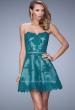Picture of: Lace Sweetheart Neck Dress with Belt and Lace Overlay in Green, Style: 22046, Main Picture