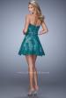Picture of: Lace Sweetheart Neck Dress with Belt and Lace Overlay in Green, Style: 22046, Back Picture