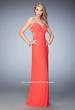 Picture of: Crystal Gem Embellished Prom Gown with Gathering in Orange, Style: 22068, Main Picture