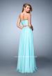 Picture of: Two Piece Chiffon Gown with Sweetheart Neck and Stones in Blue, Style: 22069, Back Picture