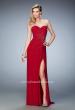 Picture of: Long Prom Dress with Side Slit and Modest Train in Red, Style: 22071, Detail Picture 1