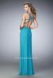Picture of: Net Prom Gown with Cut Outs and Crystal Strappy Back in Blue, Style: 22089, Main Picture