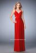 Picture of: Net Prom Gown with Cut Outs and Crystal Strappy Back in Red, Style: 22089, Back Picture