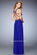 Picture of: Net Prom Gown with Cut Outs and Crystal Strappy Back in Blue, Style: 22089, Detail Picture 2