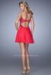 Picture of: Short Chiffon Dress with Open Back and Sheer Lace in Pink, Style: 22098, Back Picture