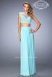 Picture of: Two Piece Jersey Gown with Sheer Back and Appliques in Blue, Style: 22110, Main Picture