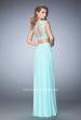 Picture of: Two Piece Jersey Gown with Sheer Back and Appliques in Blue, Style: 22110, Back Picture