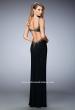 Picture of: Jersey Gown with Plunging Neckline and Side Slit in Black, Style: 22113, Back Picture