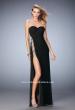 Picture of: Jersey Prom Gown with Beaded Cut Out Side Panels in Black, Style: 22125, Detail Picture 1