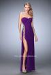 Picture of: Jersey Prom Gown with Beaded Cut Out Side Panels in Purple, Style: 22125, Detail Picture 2
