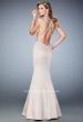 Picture of: Satin Mermaid Prom Dress with Crystals and Strappy Back in Nude, Style: 22135, Main Picture