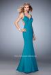 Picture of: Satin Mermaid Prom Dress with Crystals and Strappy Back in Blue, Style: 22135, Detail Picture 1