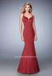 Picture of: Satin Mermaid Prom Dress with Crystals and Strappy Back in Red, Style: 22135, Detail Picture 3