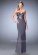 Picture of: Jersey Prom Dress with Sequins and Cut Outs in Silver, Style: 22150, Detail Picture 2