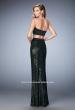 Picture of: Glam Two Piece Gown with Sequin Skirt and Satin Bodice in Black, Style: 22151, Back Picture