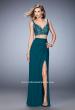 Picture of: Glam Two Piece Net Gown with Crystal Gems and Slit in Green, Style: 22154, Main Picture