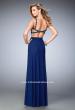 Picture of: Glam Two Piece Net Gown with Crystal Gems and Slit in Blue, Style: 22154, Back Picture