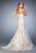 Picture of: Sweetheart Neckline Gown with Rhinestone Lace Detail in White, Style: 22167, Back Picture