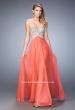 Picture of: Sweetheart Chiffon Gown with Cut Outs and Crystals in Orange, Style: 22179, Main Picture