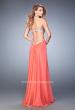 Picture of: Sweetheart Chiffon Gown with Cut Outs and Crystals in Orange, Style: 22179, Back Picture