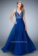 Picture of: Racer Back Chiffon Prom Dress with Rhinestone Lace Detail in Black, Style: 22186, Detail Picture 1
