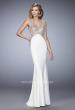 Picture of: Racer Back Mermaid Prom Dress with Crystals and Sequins in White, Style: 22189, Detail Picture 1