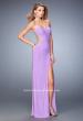 Picture of: Long Prom Dress with Ruching, Slit, and a Slight Train in Purple, Style: 22190, Main Picture