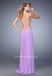 Picture of: Long Prom Dress with Ruching, Slit, and a Slight Train in Purple, Style: 22190, Back Picture