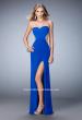 Picture of: Long Prom Dress with Ruching, Slit, and a Slight Train in Blue, Style: 22190, Detail Picture 1