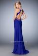 Picture of: Long Prom Dress with Sheer Panel Detail and Crystal Beads in Blue, Style: 22202, Back Picture