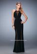 Picture of: Long Prom Dress with Sheer Panel Detail and Crystal Beads in Black, Style: 22202, Detail Picture 1