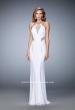 Picture of: Long Prom Dress with Sheer Panel Detail and Crystal Beads in White, Style: 22202, Detail Picture 2