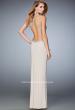 Picture of: Glam Jersey Gown with Plunging Open Back and Stones in Nude, Style: 22225, Back Picture