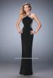 Picture of: Glam Jersey Gown with Plunging Open Back and Stones in Black, Style: 22225, Detail Picture 1