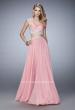 Picture of: Two Piece Chiffon Gown with Rhinestone Lace Detail in Pink, Style: 22234, Main Picture